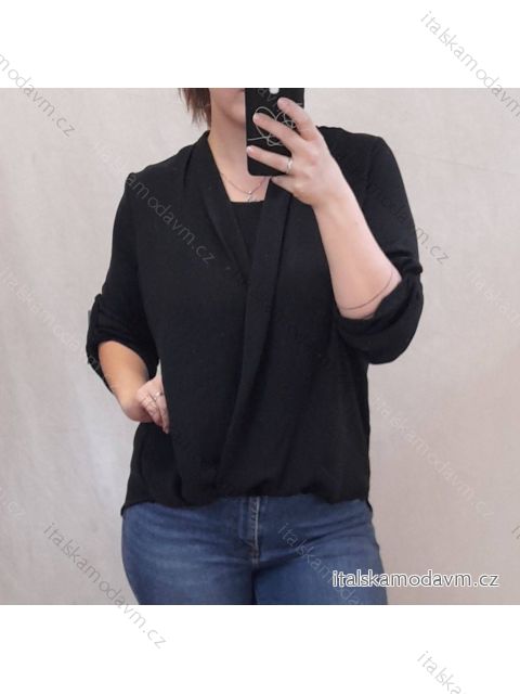 Halenka tunika košilová dlouhý rukáv dámská (L/XL ONE SIZE) ITALSKá MóDA IM4222811