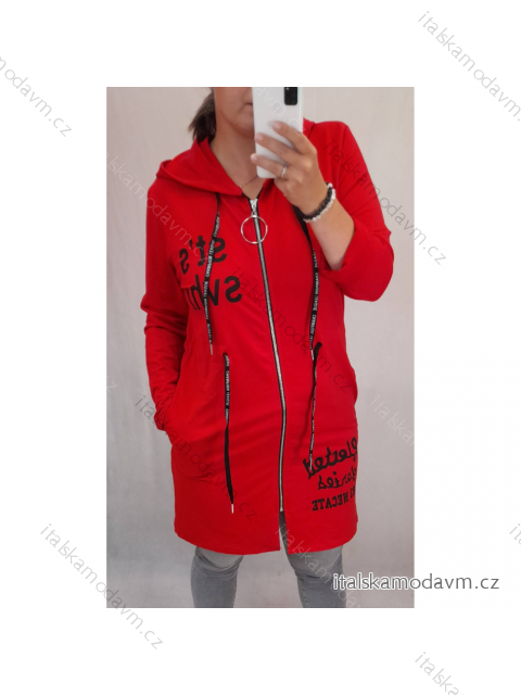 Mikina prodloužená na zip s kapucí dámská (XL/2XL ONE SIZE) ITALSKÁ MÓDA IM422387