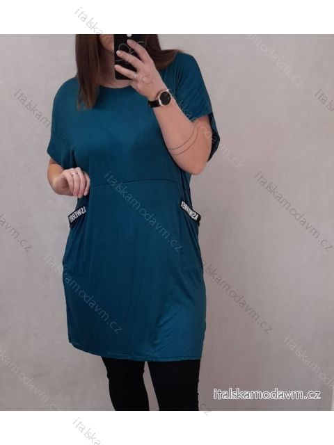 Šaty oversize krátký rukáv dámské nadrozměr (4XL/5XL ONE SIZE) ITALSKÁ MÓDA IM422026