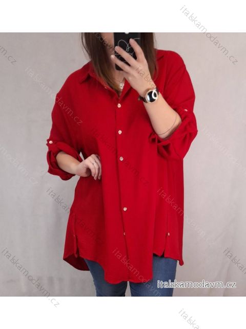 Košeľa oversize dlhý rukáv dámska nadrozmer prúžok (2XL/3XL ONE SIZE) TALIANSKA MÓDA IM422107