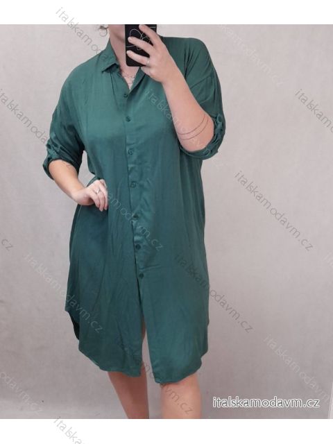 Košile oversize prodloužená 3/4 dlouhý rukáv dámská nadrozměr (2XL/3XL ONE SIZE) ITALSKá MóDA IM422323