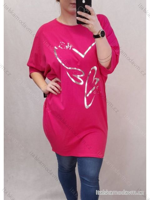 Tunika predĺžená oversize krátky rukáv dámska nadrozmer (2XL/3XL ONE SIZE) TALIANSKA MÓDA IM422353