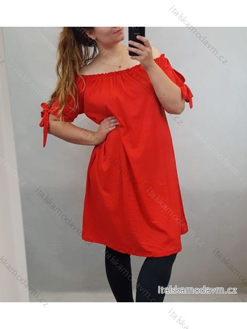 Šaty letní carmen krátký rukáv dámské nadrozměr (XL/2XL ONE SIZEl) ITALSKÁ MÓDA IMD22046
