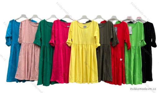 Šaty volnočasové bavlněné krátký rukáv dámské (M/L ONE SIZE) ITALSKÁ MÓDA IMD22021
