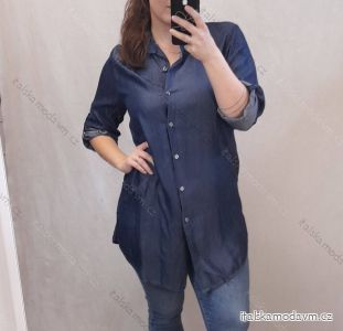 Košile riflová dlouhý rukáv dámská nadrozměr (XL/2XL ONE SIZE) ITALSKá MóDA IM722013