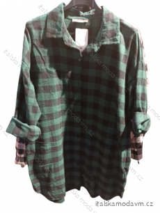 Košile prodloužená/šaty košilové dlouhý rukáv dámské nadrozměr (XL/2XL ONE SIZE) ITALSKÁ MÓDA IMH22011