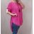 Šaty s príveskom krátky rukáv dámske (2XL/4XL ONE SIZE) TALIANSKA MÓDA IMJ22001/DR 2XL/3XL ružová