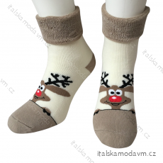 Ponožky Vánoční veselé sob Rudy teplé termo dámské (36-40) POLSKÁ MODA DPP20023W