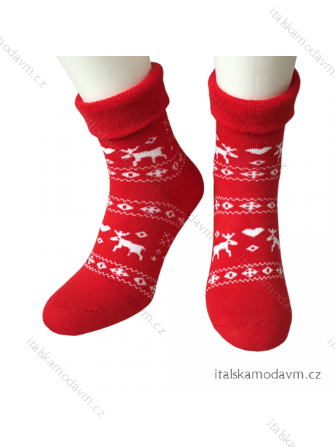 Ponožky Vánoční veselé sobi teplé termo dámské (36-40) POLSKÁ MODA DPP20023B
