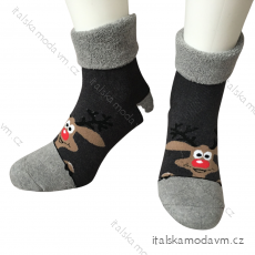 Ponožky Vánoční veselé sob Rudy teplé termo dámské (36-40) POLSKÁ MODA DPP20023G