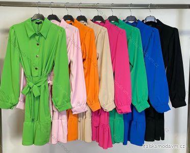 Šaty košilové dlouhý rukáv dámské (S/M ONE SIZE) ITALSKÁ MÓDA IMM22027