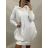 Šaty mikinové dlouhý rukáv dámské (UNI S/M) ITALSKÁ MÓDA IMM20812/DR S/M one size bílá