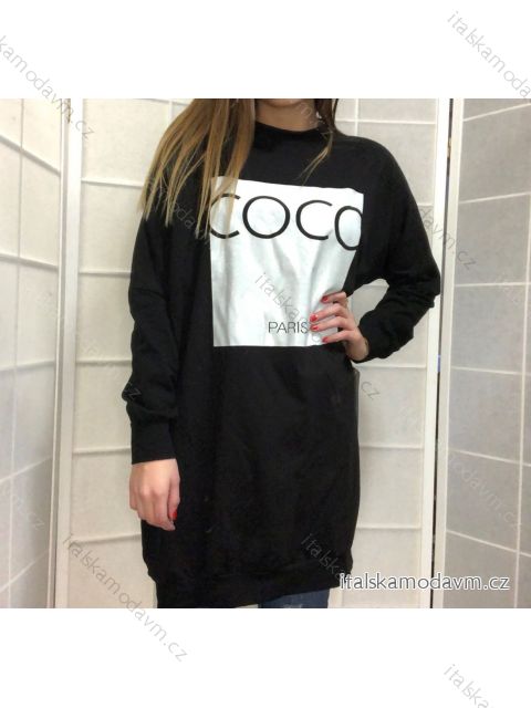 Šaty mikinové oversize dlouhý rukáv dámské (UNI S/M/L/XL) ITALSKÁ MÓDA IMM21655W