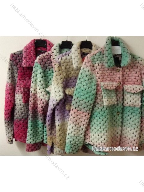 Kabát vlněný krátký jarní dlouhý rukáv dámský (S/L ONE SIZE) ITALSKÁ MÓDA IMM21239 vzor-3 S/L one size