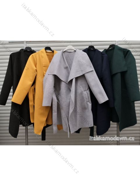 Kabát strednej flaušový dlhý rukáv dámsky (S / M ONE SIZE) TALIANSKÁ MÓDA IMWY21492 ružová