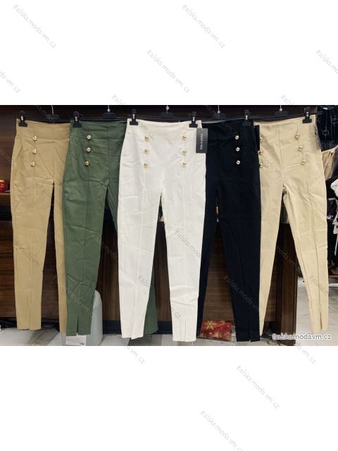 Kalhoty elegantní dlouhé dámské (S-XL) ITALSKÁ MÓDA IMWD211054/DR XL bílá