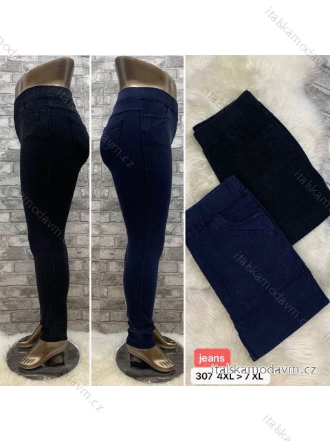 Kalhoty jeans džegíny dlouhé dámské nadrozměr (3XL-6XL) TURECKÁ MÓDA TMWL21307 modrá tmavá 4XL