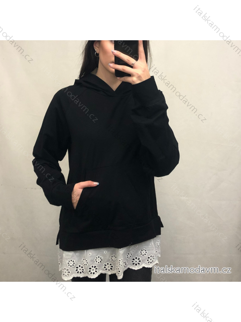 Mikina se spodničkou dlouhý rukáv dámská (S/M ONE SIZE) ITALSKá MÓDA IM921002/DR