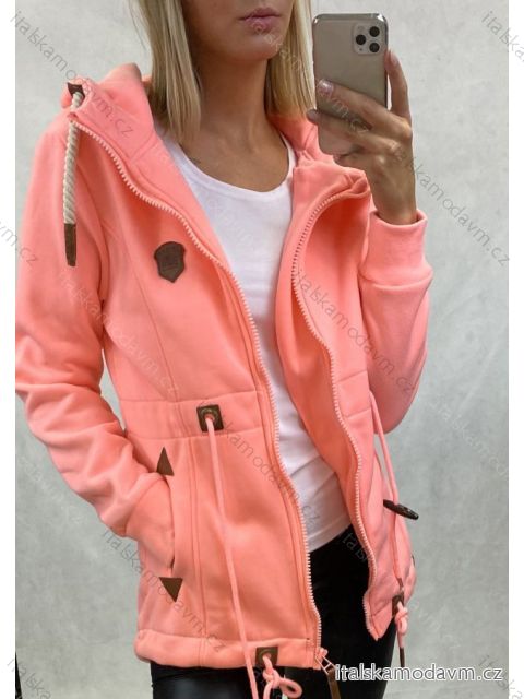 Mikina teplá na zip s kapucí dámská (	M-4XL) TURECKÁ MÓDA TMM20THH-1069 Šedá M