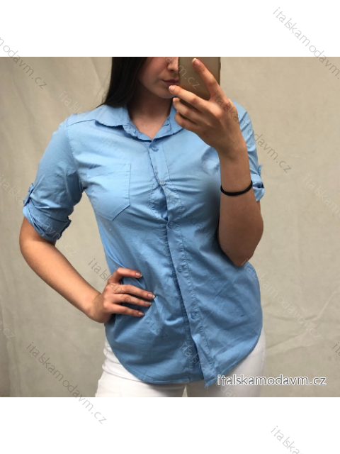 Košile dlouhý rukáv dámská (S-XL) ITALSKÁ MÓDA IMWD211107/DR XL modrá