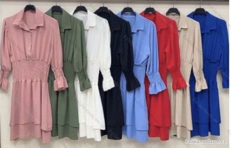 Šaty elegantní košilové dlouhý rukáv dámské (S/M ONE SIZE) ITALSKÁ MÓDA IMWD21998/DR