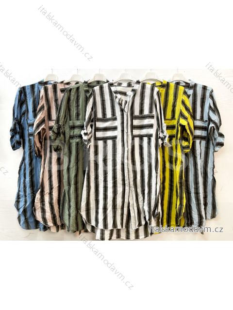 Šaty košilové dlouhý rukáv dámské (L/XL one size) ITALSKÁ MÓDA IMWG214357/DR L/XL one size Khaki