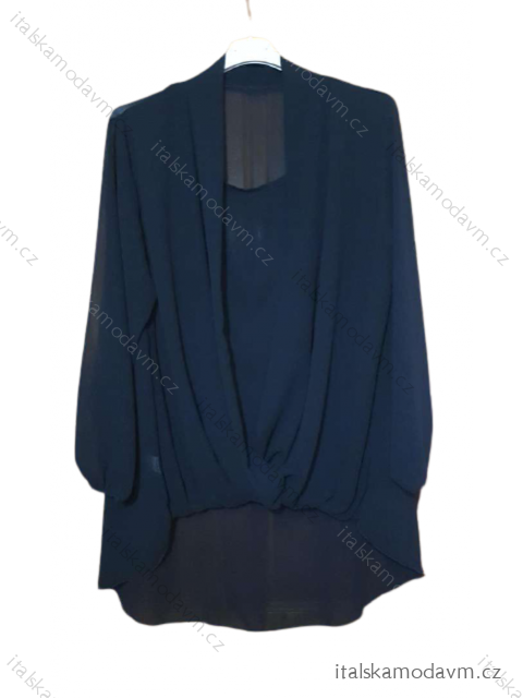 Tunika/halenka dlouhý rukáv dámská nadrozměr  (3XL/4XL ONE SIZE) ITALSKÁ MÓDA IMWQ21214 černá