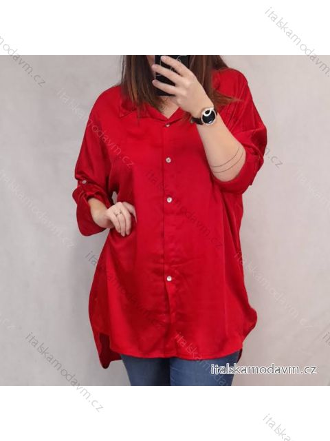 Košile oversize dlouhý rukáv dámské (2XL/3XL ONE SIZE) ITALSKÁ MÓDA IMWB22109 červená 2XL/3XL ONE SIZE