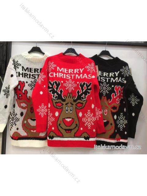 Sveter pletený teplý vianočné dlhý rukáv dámsky (S / M ONE SIZE) TALIANSKÁ MÓDA IMWD201162/DR