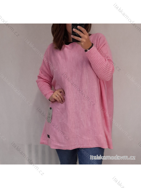 Šaty / Sveter predĺžený pletený dlhý rukáv dámsky nadrozměr (5XL / 6XL ONE SIZE) TALIANSKÁ MÓDA IMD21881 / DR