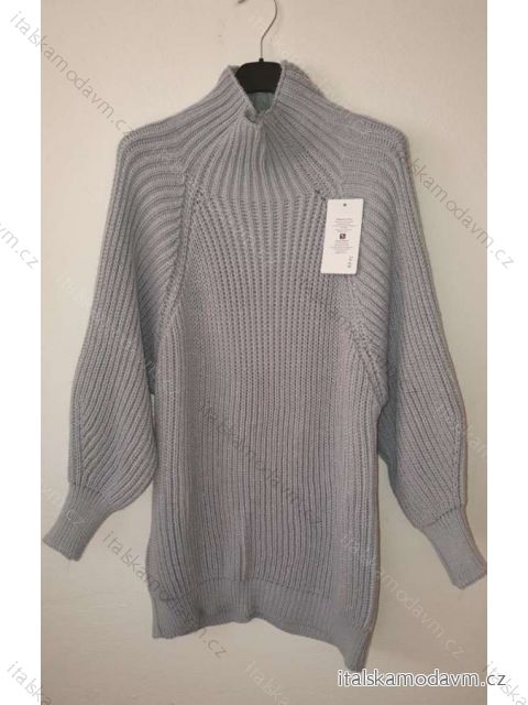 Svetr pletený prodloužený teplý s rolákem dlouhý rukáv dámské (L/XL ONE SIZE) ITALSKÁ MÓDA IM4212332