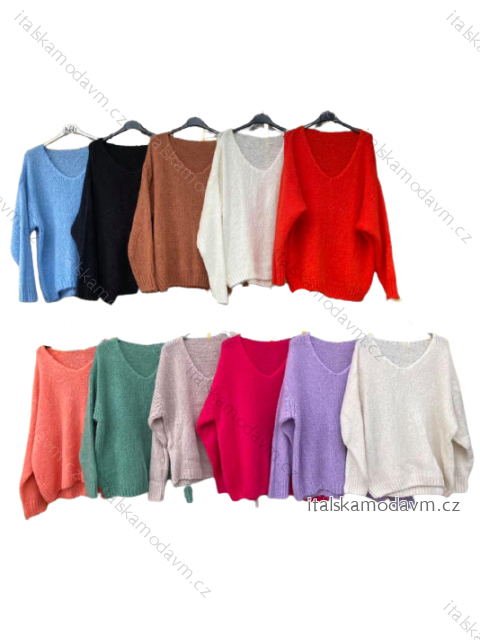 Sveter oversize tenký dlhý rukáv dámsky (XL / XXL ONE SIZE) TALIANSKÁ MÓDA IMD211195/DR