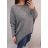 Šaty pletené 3/4 rukáv s vreckami dámsky nadrozměr (5XL / 6XL ONE SIZE) TALIANSKÁ MÓDA IM821032 šedá 5XL/6XL