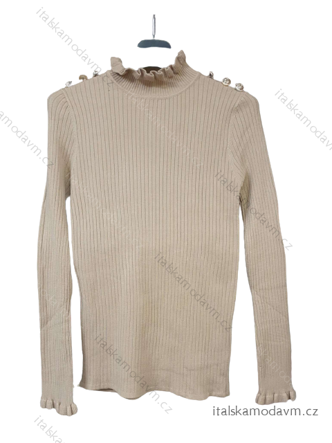 Svetr tenký dlouhý rukáv dámský (S/M ONE SIZE) ITALSKÁ MÓDA IMWA216909 hnědá S/M