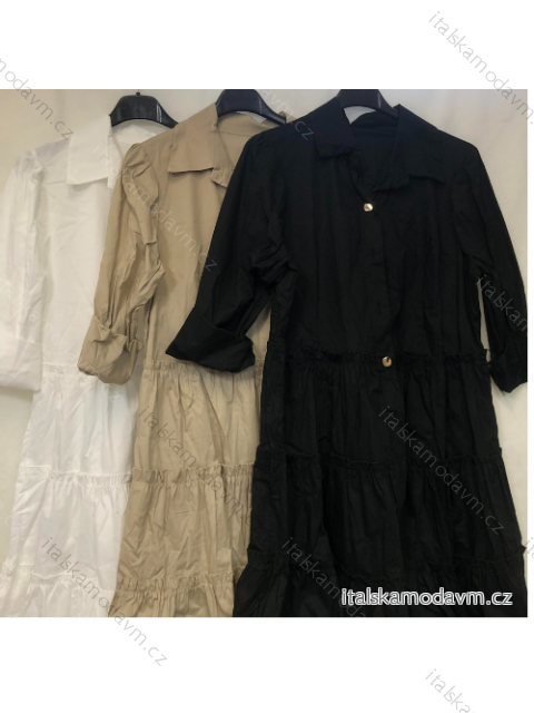 Šaty krátké košilové 3/4 rukáv dámské (uni s-m) ITALSKá MóDA IMT20071 hnědá _UNI S/M/L