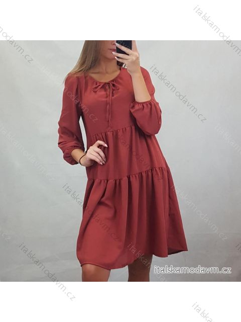 Šaty douhý rukáv elegantní (uni  s/l) ITALSKá MODA IMM200190 S/L one size hořčicová