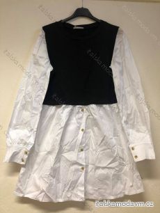 Šaty elegantní košilové s vestou dlouhý rukáv dámské (S/M ONE SIZE) ITALSKÁ MÓDA IM421601/DR