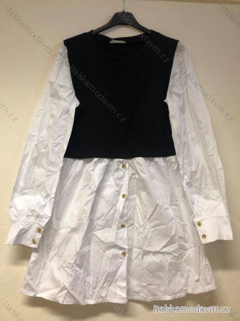 Šaty elegantní košilové s vestou dlouhý rukáv dámské (S/M ONE SIZE) ITALSKÁ MÓDA IM421601/DR