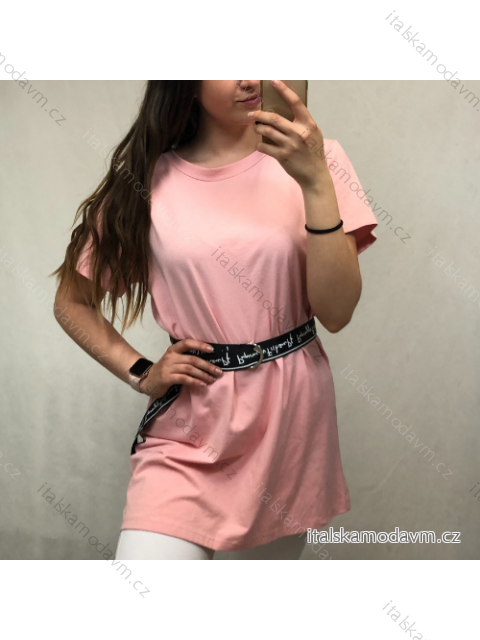 Šaty s páskem krátký rukáv dámské (S/M ONE SIZE) ITALSKÁ MÓDA IMWD2125450/DR