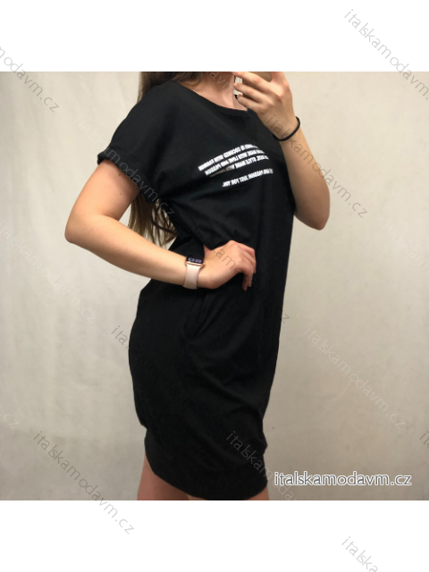 Šaty krátký  rukáv dámské (uni s-l) TURECKá MODA ESILLA IMT218489/DR S-L Černá