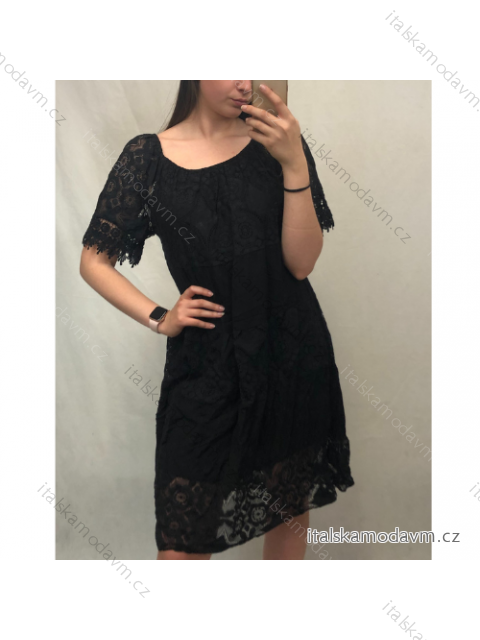 Šaty krajkové carmen krátký rukáv dámské (M/XL ONE SIZE) ITALSKÁ MÓDA IMD22162