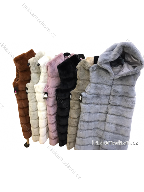 Vesta kožíšek s kapucí dámská (S/M/L ONE SIZE) ITALSKÁ MÓDA ORC201499