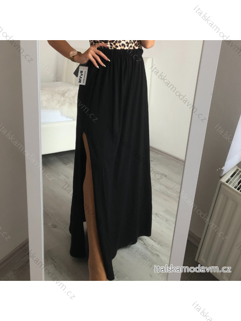 Sukně bavlněná dlouhá s rozparkem dámská (S/M ONE SIZE) ITALSKÁ MÓDA IMWA215740/DR červená
