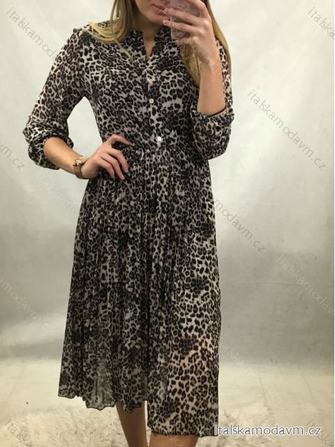 Šaty elegantní dlouhý rukáv dámské (UNI S/L) ITALSKÁ MÓDA IMWD20414/DR vzor-1