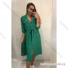 Šaty elegantní košilové 3/4 dlouhý rukáv dámské (UNI S/M) ITALSKÁ MÓDA IMM21903/DR