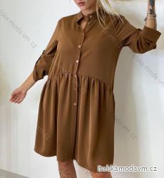 Šaty elegantní košilové 3/4 dlouhý rukáv dámské (UNI S/M) ITALSKÁ MÓDA IMM20903/DR