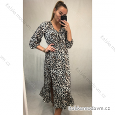 Šaty elegantní dlouhý rukáv dámské leopard (S/M.ONE SIZE) ITALSKÁ MÓDA IMM211310-A/DR