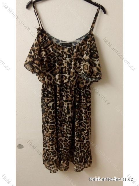 Šaty krátké letní carmen přes ramena leopardí dámské (S/M ONE SIZE) ITALSKÁ MÓDA IMM21FIONA Leopardí S/M