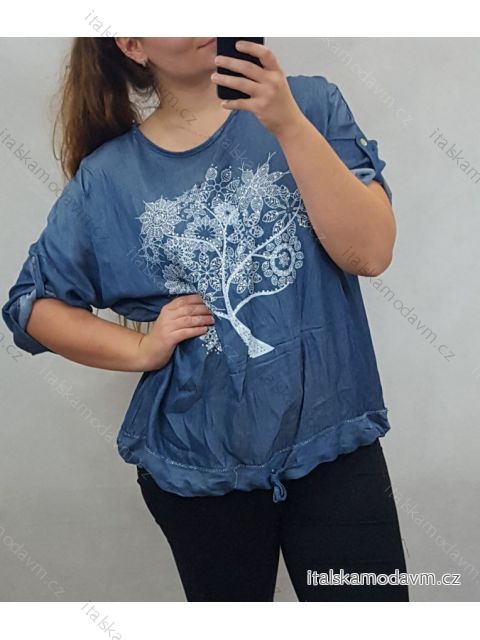 Tunika krátký rukáv zavazovací dámská nadrozměrná (UNI 2XL/4XL) ITALSKÁ MÓDA IMQ20286/DR