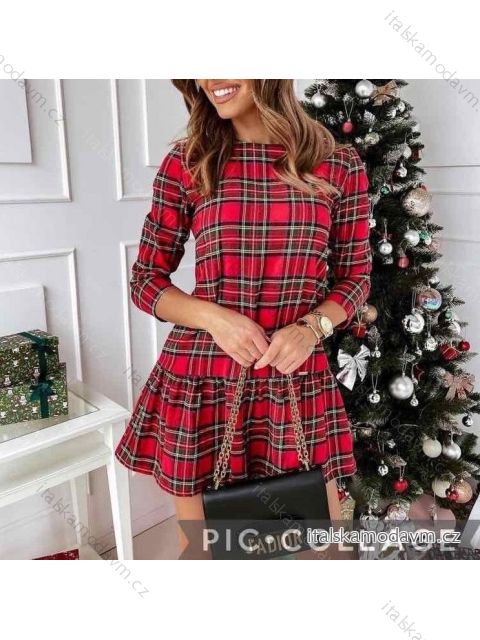 Šaty vánoční dlouhý rukáv dámské (S/M ONE SIZE) ITALSKÁ MÓDA IMWB218419